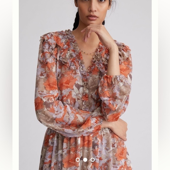 Anthropology current air Ruffled Floral Mini Dress | size XS - Picture 9 of 12